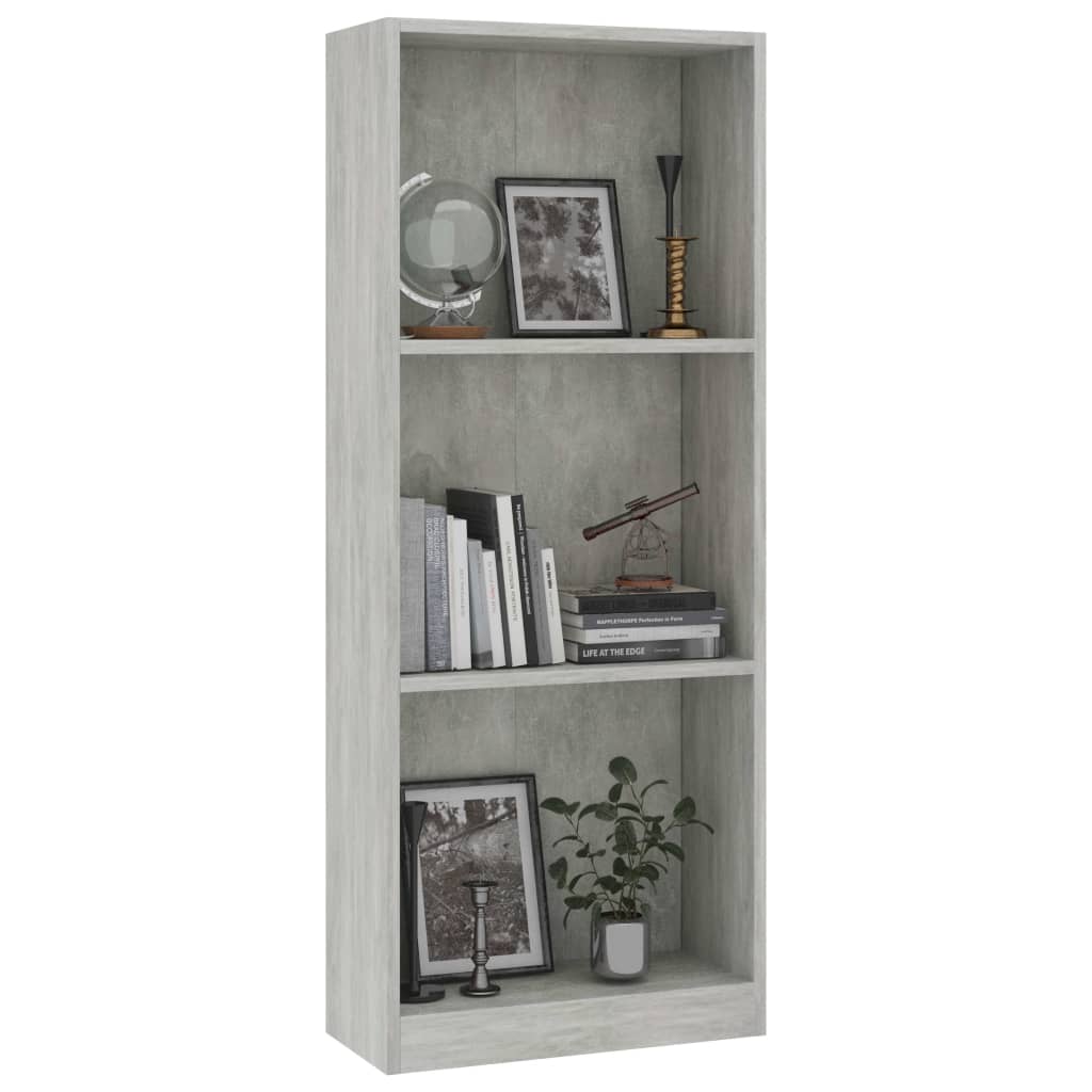 Bibliotecă cu 3 rafturi, gri beton, 40x24x108 cm, PAL Lando - Lando