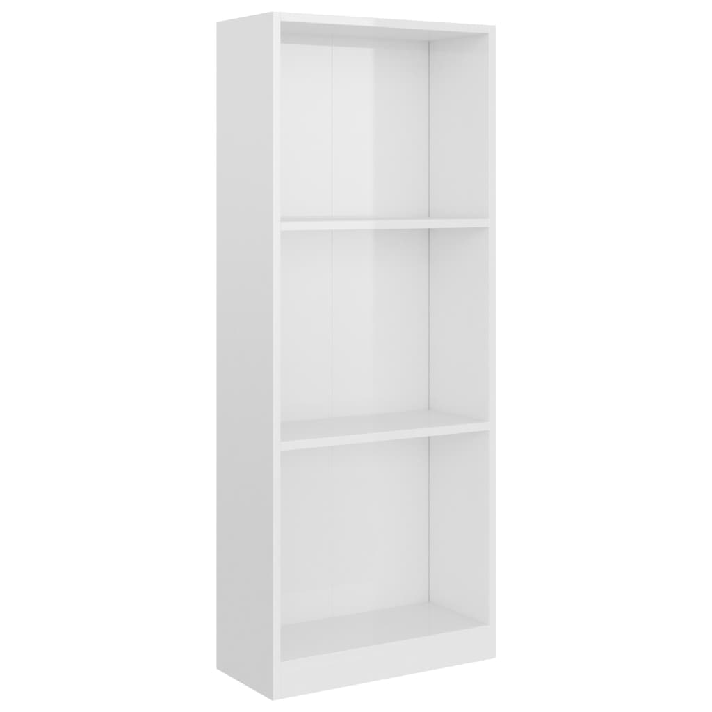 Bibliotecă cu 3 rafturi, alb extralucios, 40x24x108 cm, PAL Lando - Lando