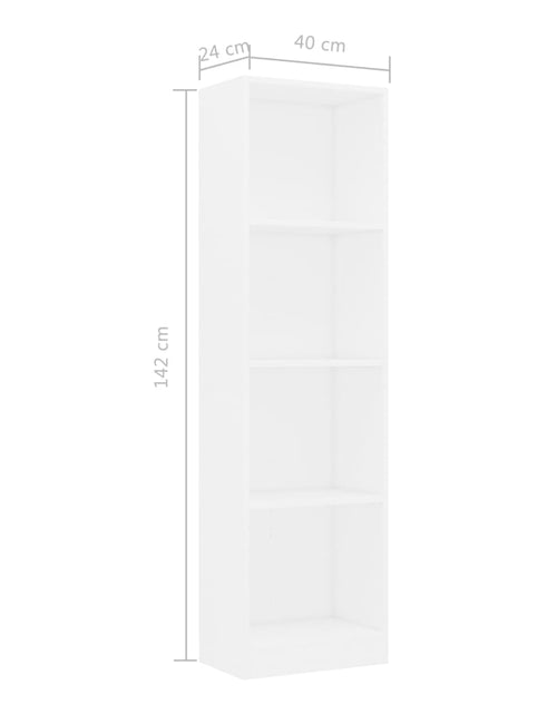 Încărcați imaginea în vizualizatorul Galerie, Bibliotecă cu 4 rafturi, alb, 40x24x142 cm, PAL Lando - Lando
