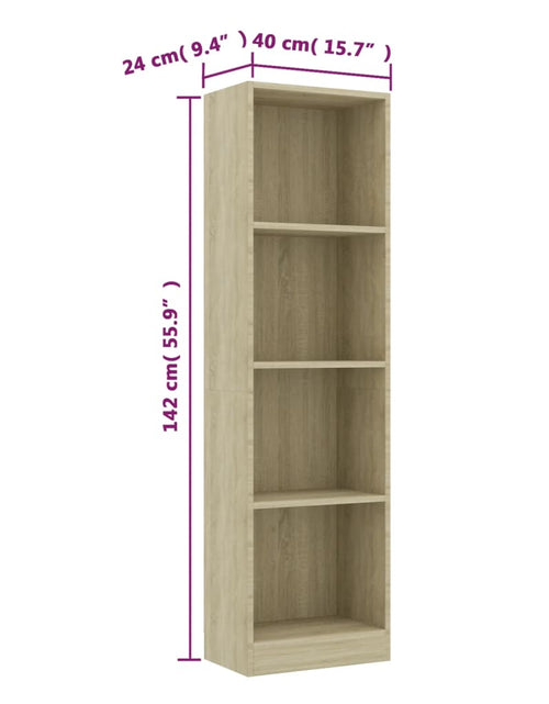 Загрузите изображение в средство просмотра галереи, Bibliotecă cu 4 rafturi, stejar sonoma, 40x24x142 cm, PAL Lando - Lando
