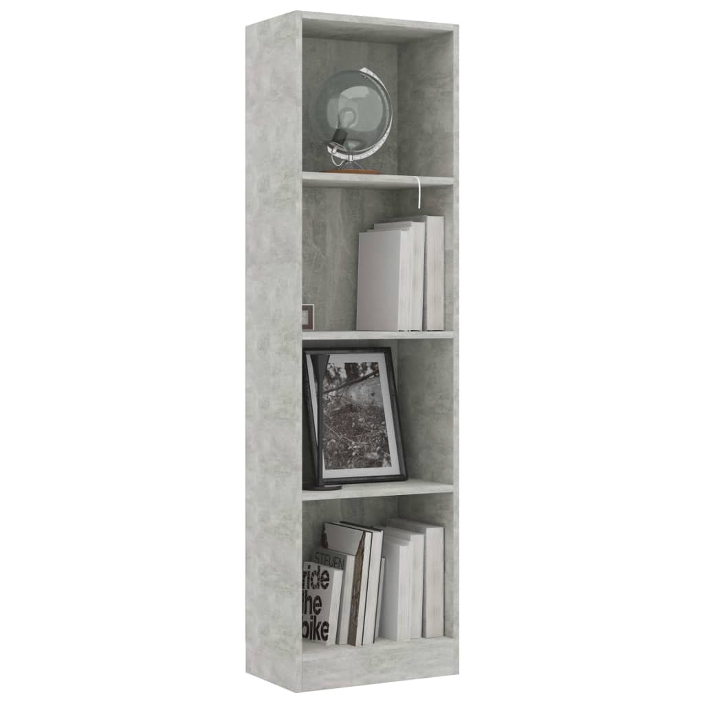 Bibliotecă cu 4 rafturi, gri beton, 40x24x142 cm, PAL Lando - Lando