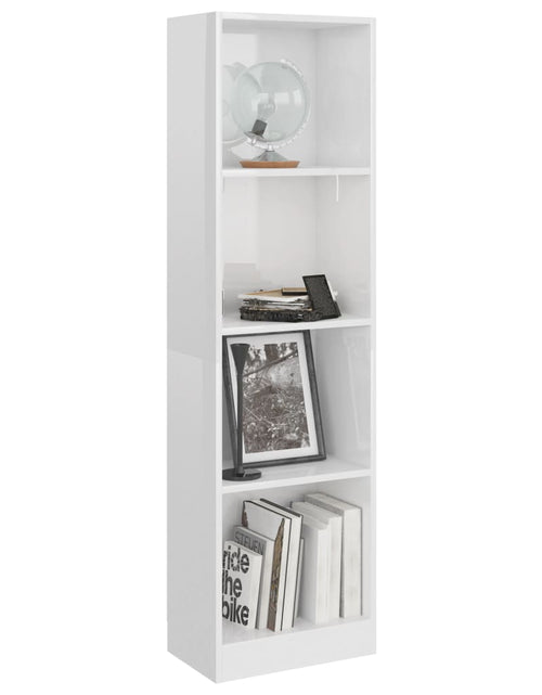 Încărcați imaginea în vizualizatorul Galerie, Bibliotecă cu 4 rafturi, alb extralucios, 40x24x142 cm, PAL Lando - Lando
