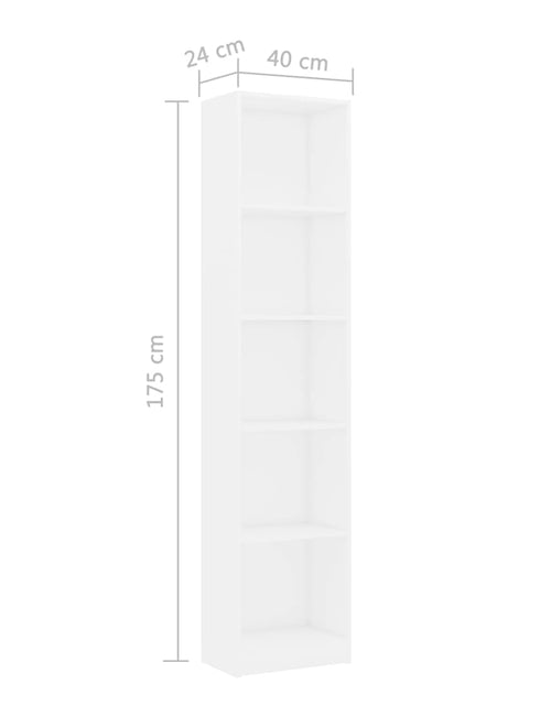 Încărcați imaginea în vizualizatorul Galerie, Bibliotecă cu 5 rafturi, alb, 40x24x175 cm, PAL Lando - Lando
