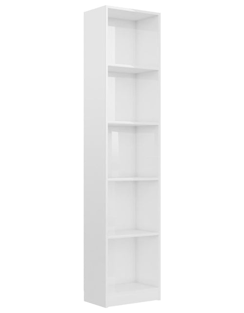 Încărcați imaginea în vizualizatorul Galerie, Bibliotecă cu 5 rafturi, alb extralucios, 40x24x175 cm, PAL Lando - Lando
