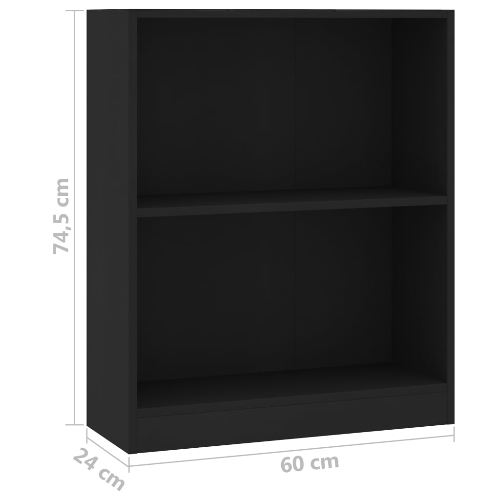 Bibliotecă, negru, 60x24x74,5 cm, lemn compozit Lando - Lando