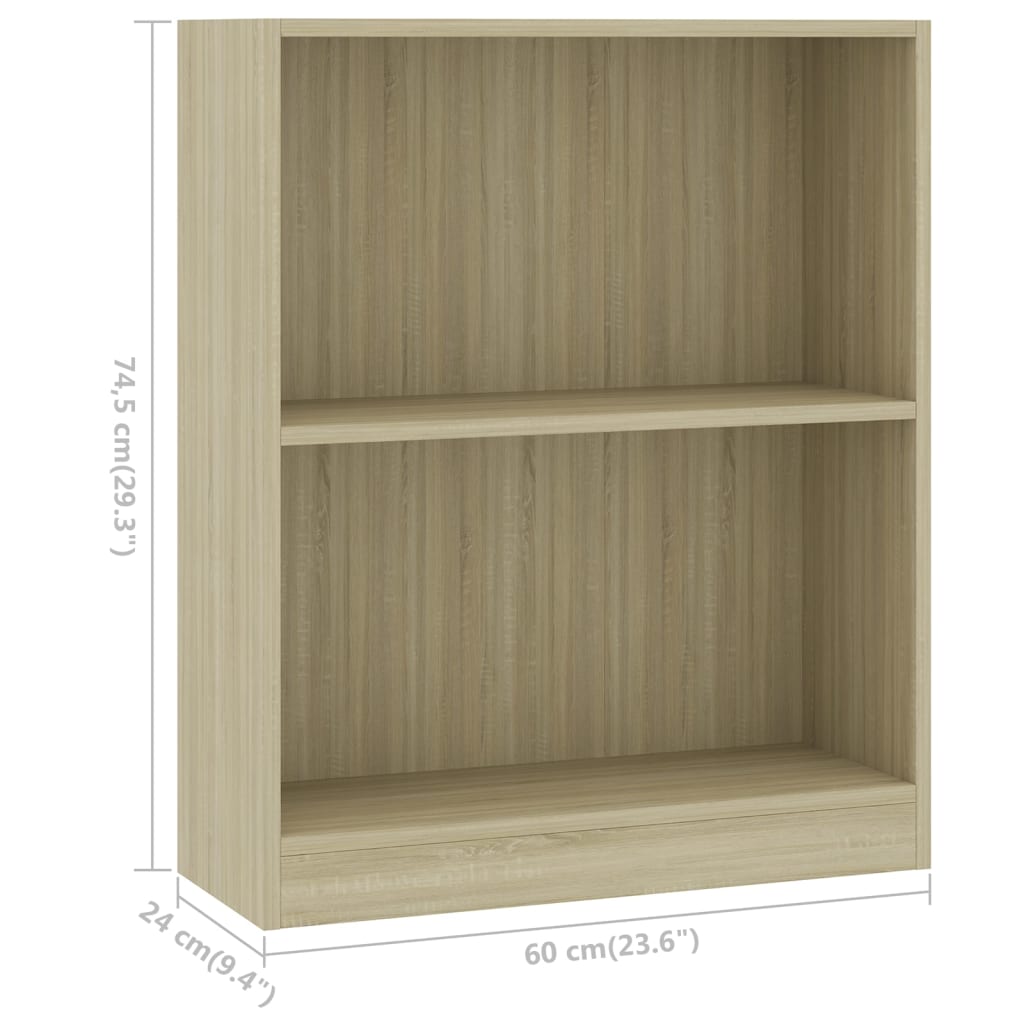 Bibliotecă, stejar sonoma, 60x24x74,5 cm, lemn compozit Lando - Lando