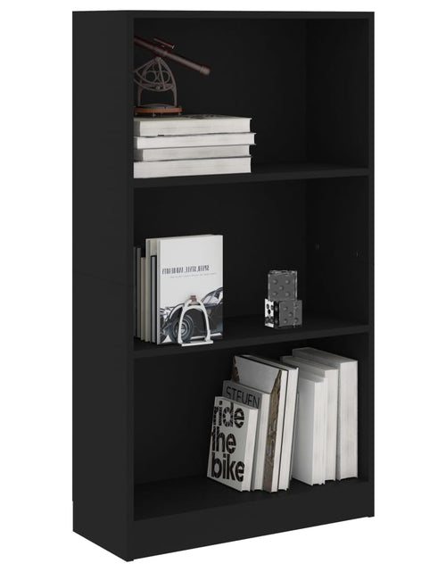Încărcați imaginea în vizualizatorul Galerie, Bibliotecă cu 3 rafturi, negru, 60x24x109 cm, lemn compozit Lando - Lando
