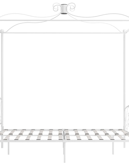 Încărcați imaginea în vizualizatorul Galerie, Cadru de pat cu baldachin, alb, 160 x 200 cm, metal - Lando
