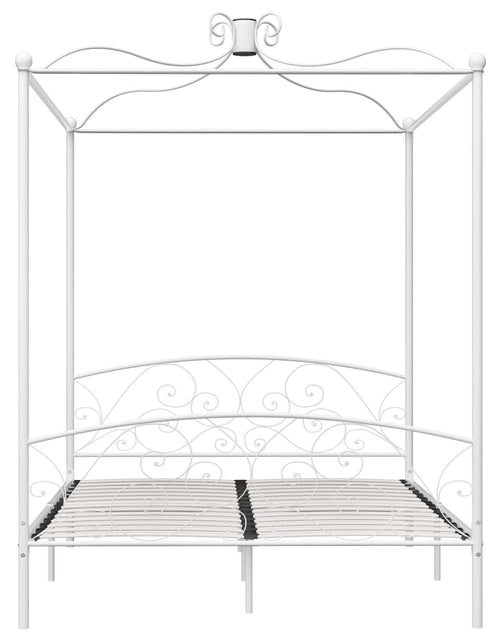 Încărcați imaginea în vizualizatorul Galerie, Cadru de pat cu baldachin, alb, 180 x 200 cm, metal - Lando
