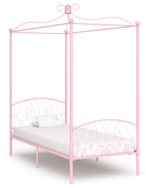 Încărcați imaginea în vizualizatorul Galerie, Cadru de pat cu baldachin, roz, 100 x 200 cm, metal - Lando
