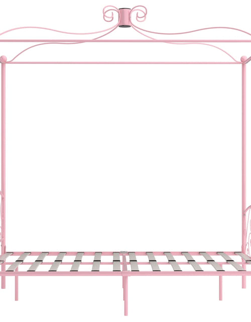 Încărcați imaginea în vizualizatorul Galerie, Cadru de pat cu baldachin, roz, 120 x 200 cm, metal - Lando
