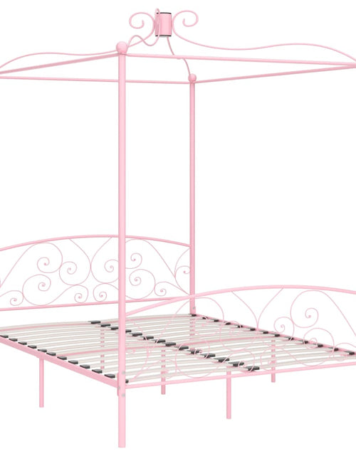Încărcați imaginea în vizualizatorul Galerie, Cadru de pat cu baldachin, roz, 160 x 200 cm, metal - Lando
