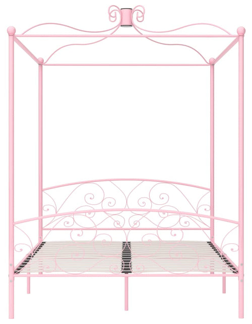 Încărcați imaginea în vizualizatorul Galerie, Cadru de pat cu baldachin, roz, 160 x 200 cm, metal - Lando
