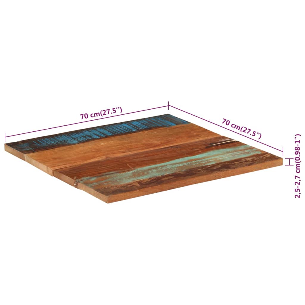 Blat de masă pătrat, 70 x 70 cm, lemn masiv reciclat, 25-27 mm - Lando