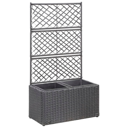 Strat înălțat spalier 2 ghivece negru 58x30x107 cm poliratan Lando - Lando