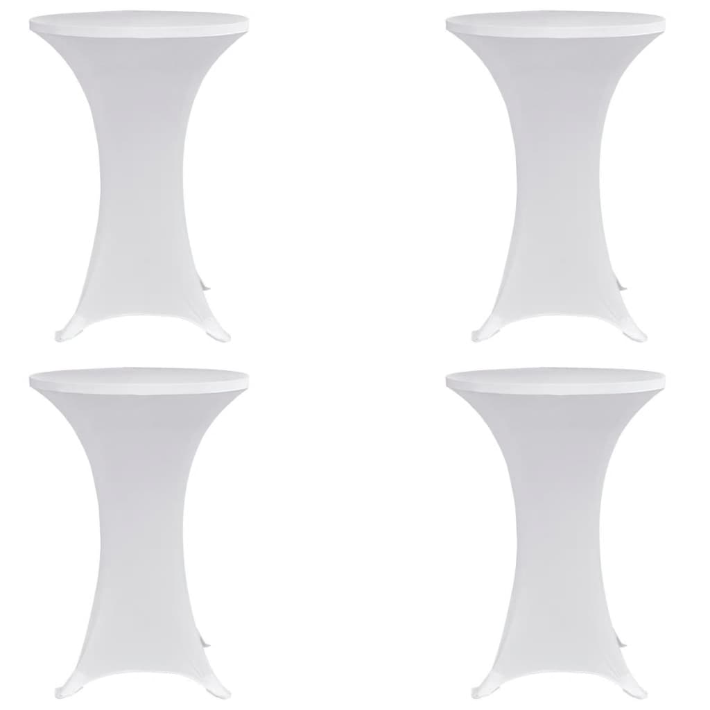 Husă de masă cu picior Ø70 cm, 4 buc., alb, elastic - Lando