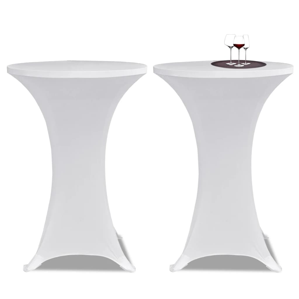 Husă de masă cu picior, Ø80 cm, alb, elastic, 4 buc. - Lando