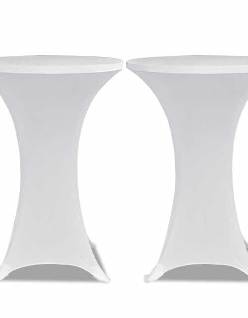 Încărcați imaginea în vizualizatorul Galerie, Husă de masă cu picior, Ø80 cm, alb, elastic, 4 buc. - Lando
