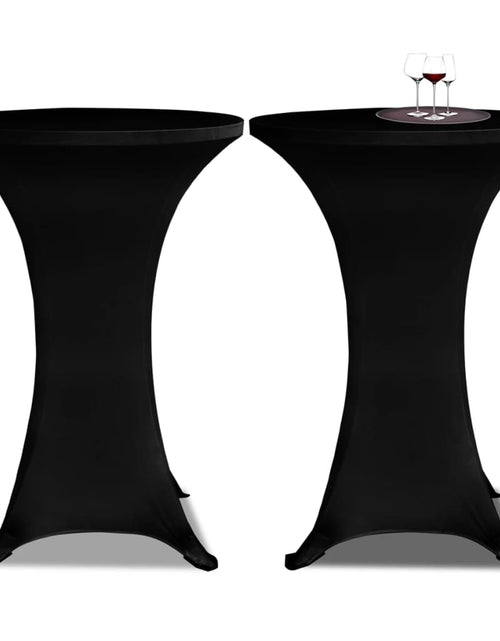 Încărcați imaginea în vizualizatorul Galerie, Husă de masă cu picior Ø60 cm, 4 buc., negru, elastic - Lando
