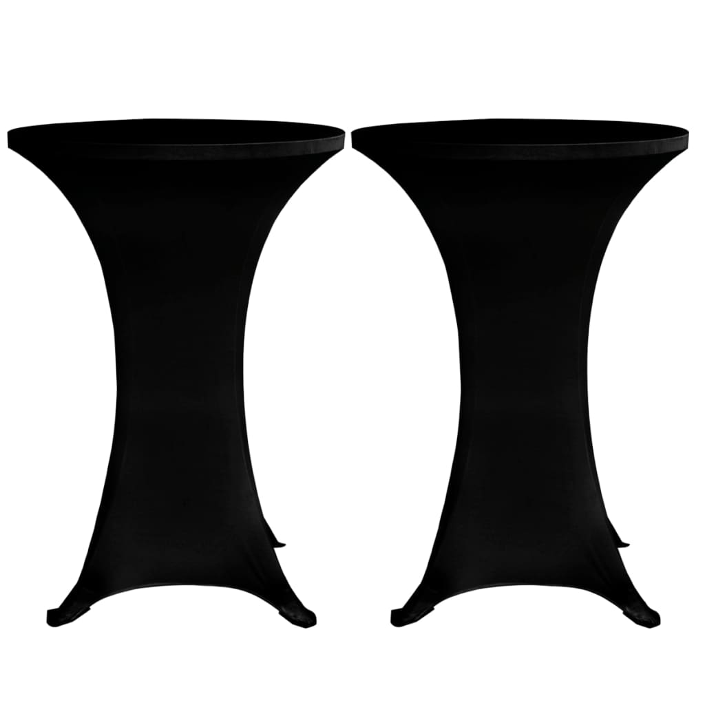 Husă de masă cu picior Ø60 cm, 4 buc., negru, elastic - Lando