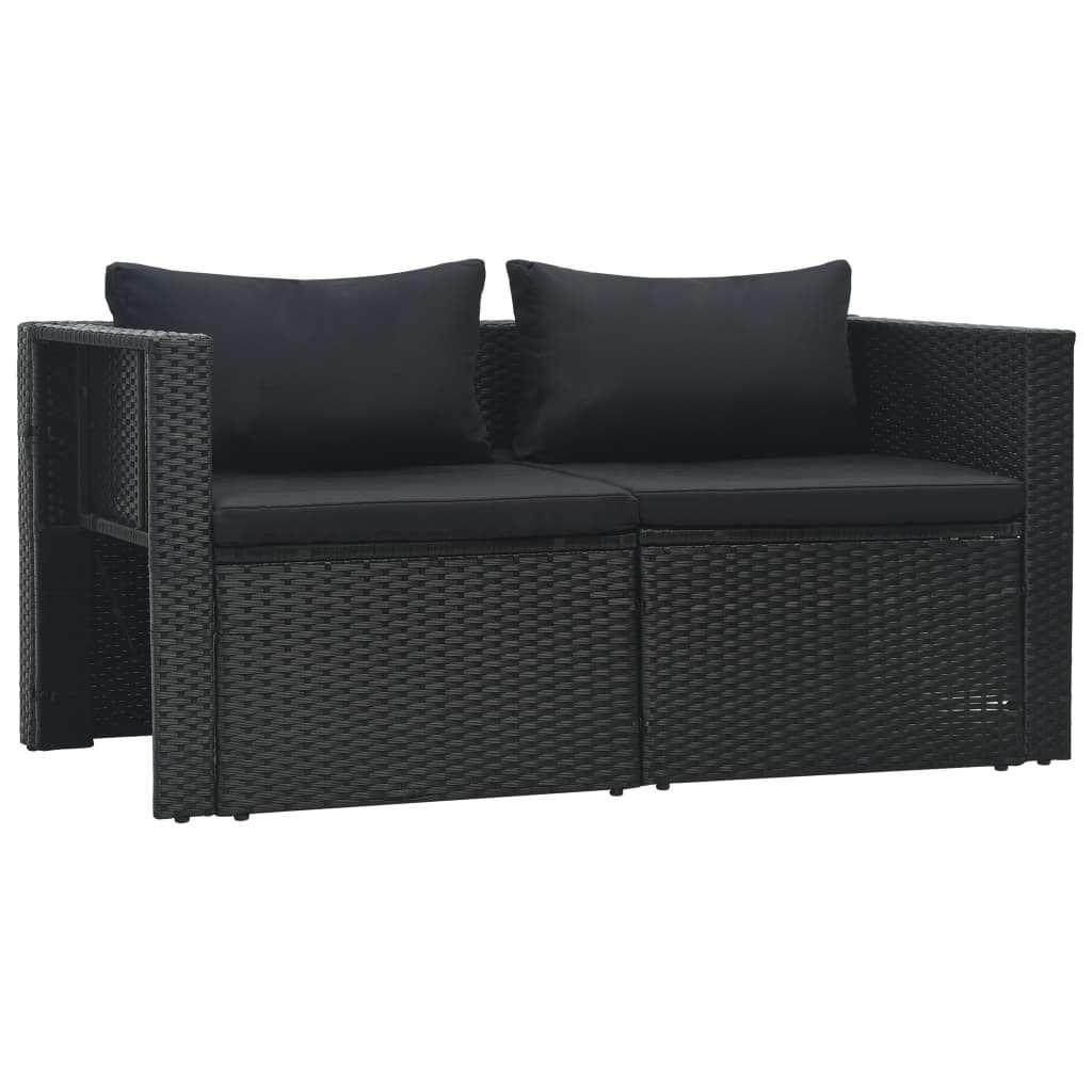 Set mobilier de grădină cu perne, 6 piese, negru, poliratan Lando - Lando