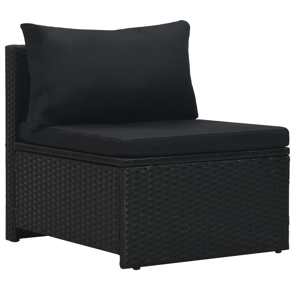 Set mobilier de grădină cu perne, 6 piese, negru, poliratan Lando - Lando