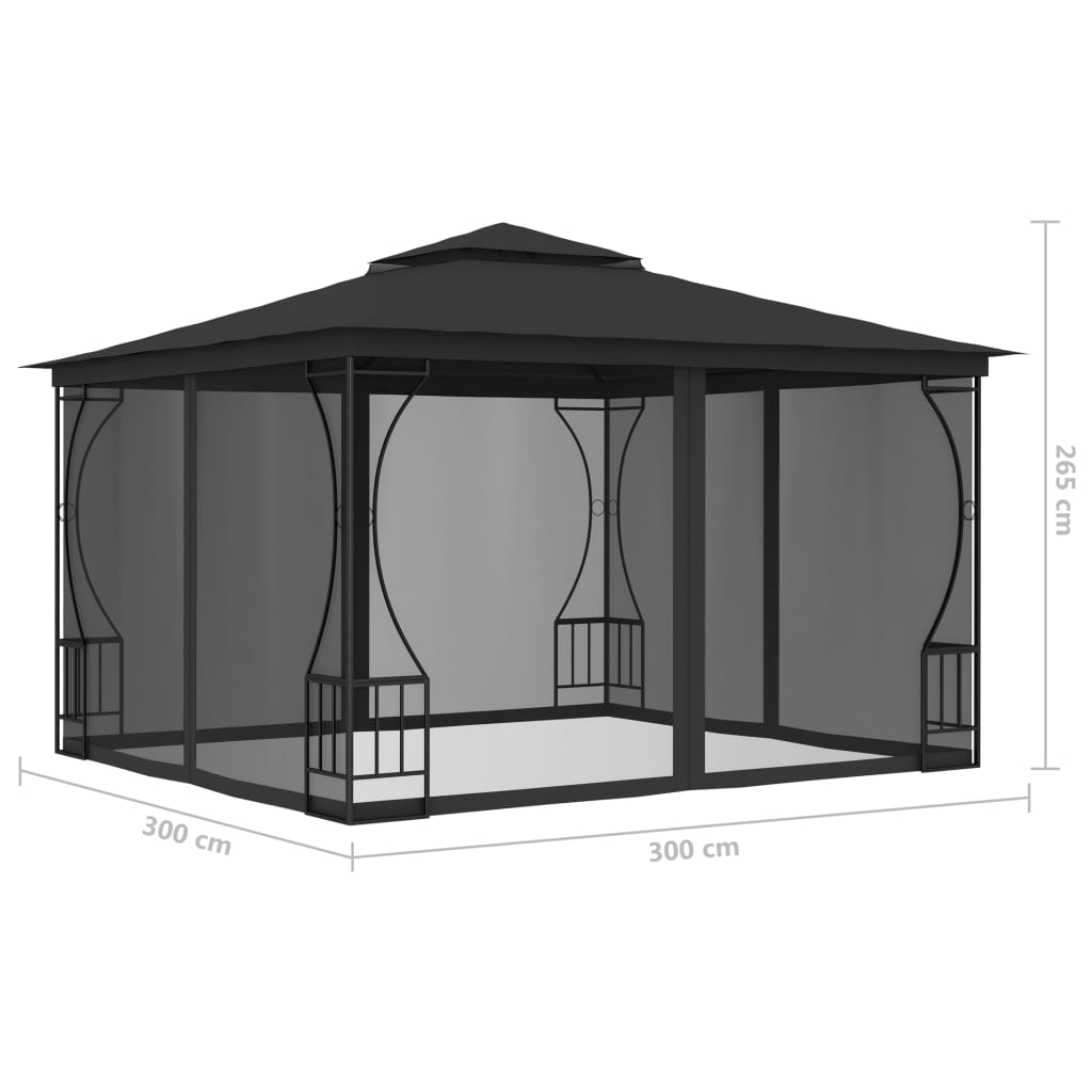 Pavilion cu plase, antracit, 300 x 300 x 265 cm Lando - Lando