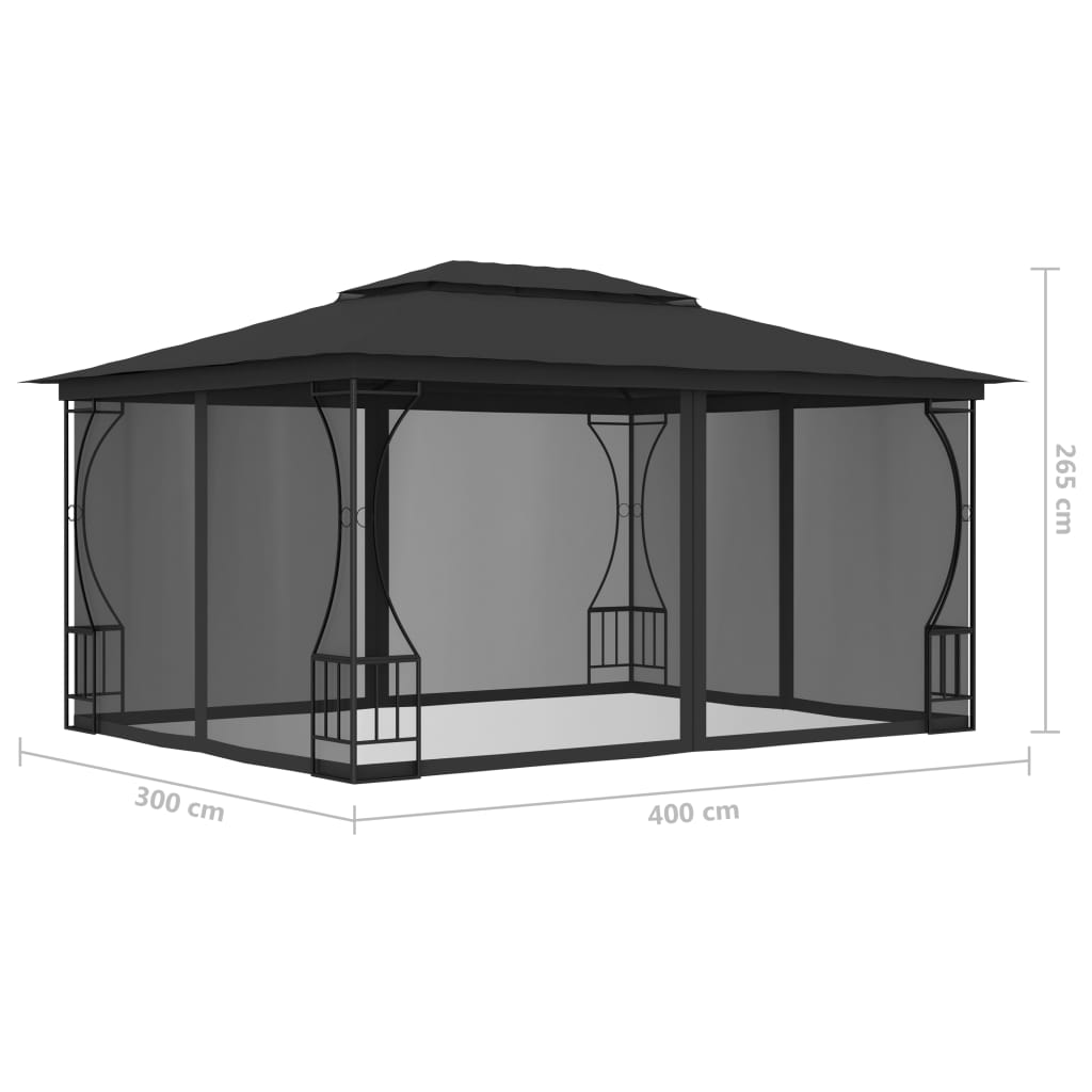 Pavilion cu plase, antracit, 300 x 400 x 265 cm Lando - Lando