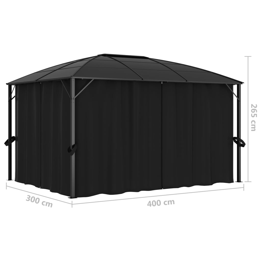 Pavilion cu perdele, antracit, 400 x 300 x 265 cm Lando - Lando