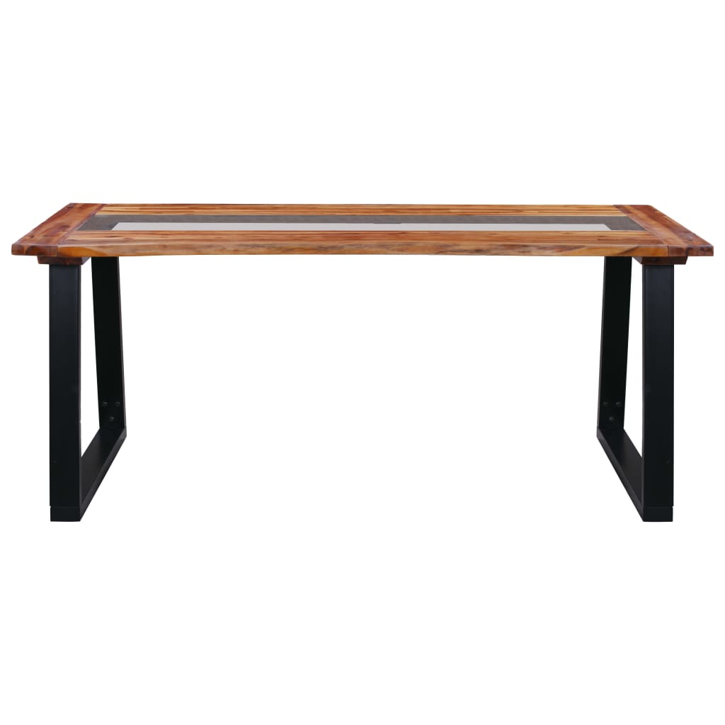 Masă de bucătărie, 180x90x75 cm, lemn masiv acacia & sticlă - Lando