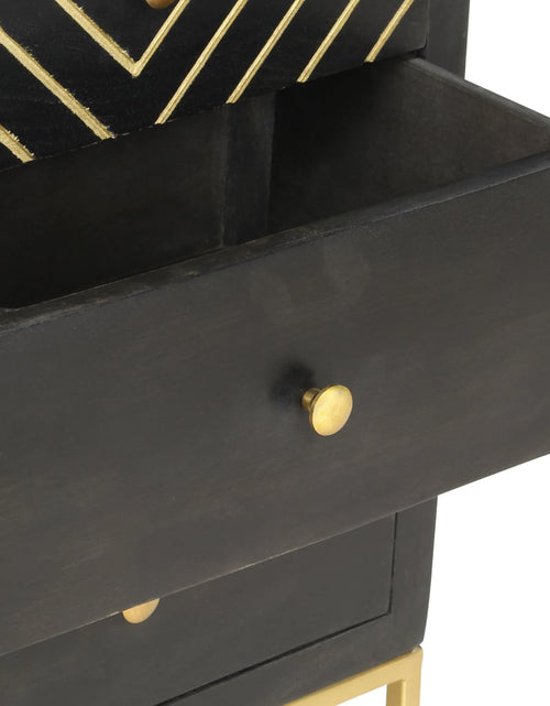 Încărcați imaginea în vizualizatorul Galerie, Dulap cu sertare, negru și auriu, 45x30x105 cm, lemn de mango - Lando

