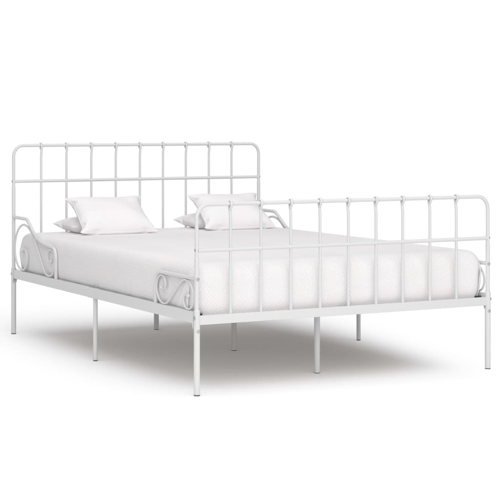 Cadru de pat cu bază din șipci, alb, 120 x 200 cm, metal - Lando