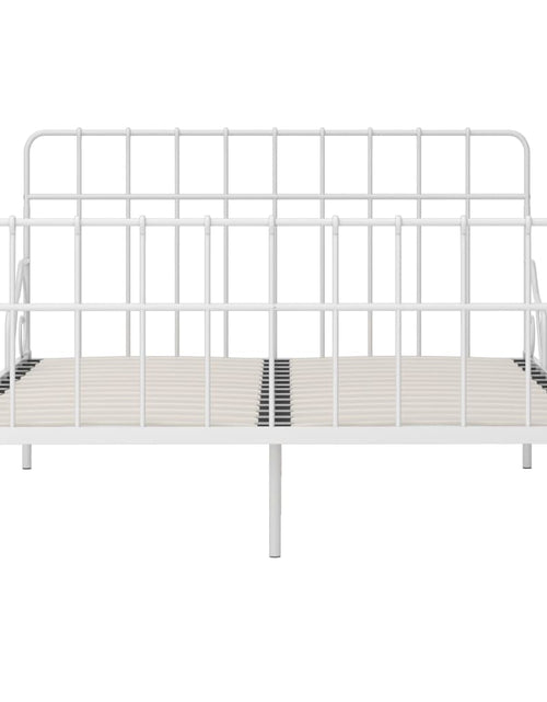 Încărcați imaginea în vizualizatorul Galerie, Cadru de pat cu bază din șipci, alb, 120 x 200 cm, metal - Lando
