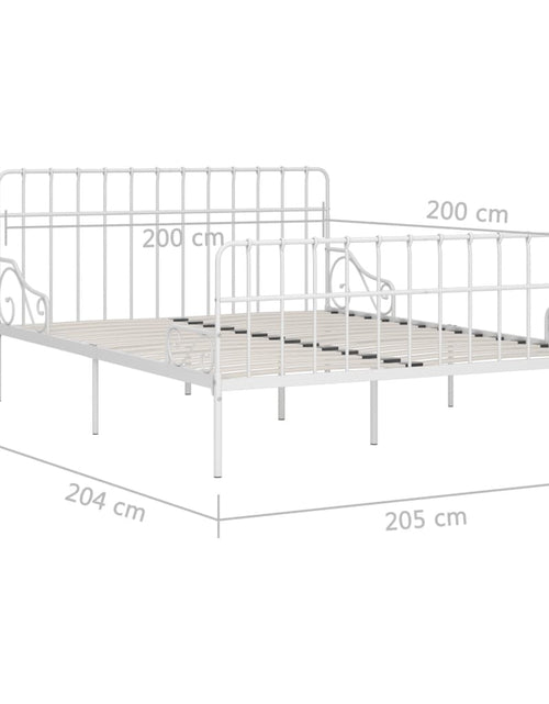 Încărcați imaginea în vizualizatorul Galerie, Cadru de pat cu bază din șipci, alb, 200 x 200 cm, metal - Lando
