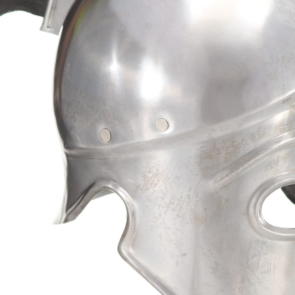 Coif războinic grec aspect antic, joc roluri, argintiu, oțel - Lando