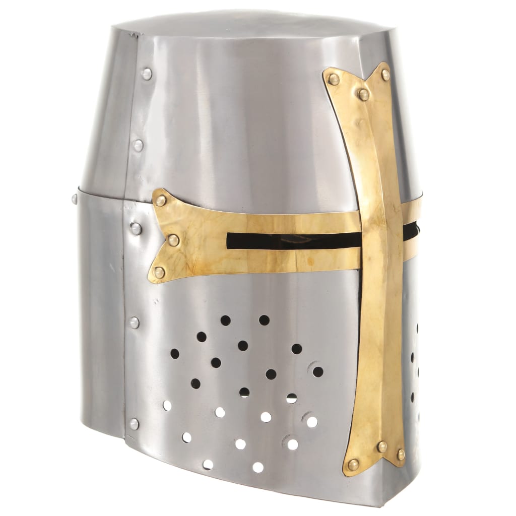 Coif de cavaler medieval antichizat joc rol, argintiu, oțel - Lando
