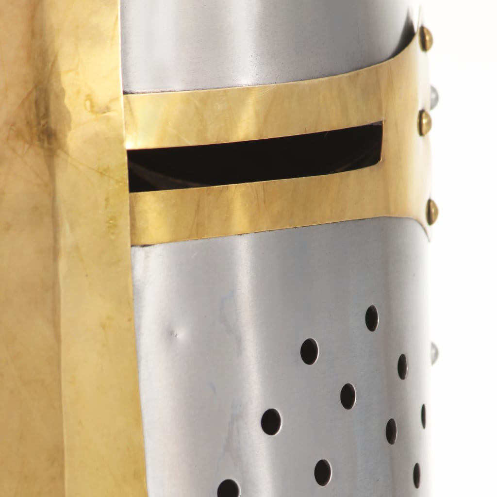 Coif de cavaler medieval antichizat joc rol, argintiu, oțel - Lando