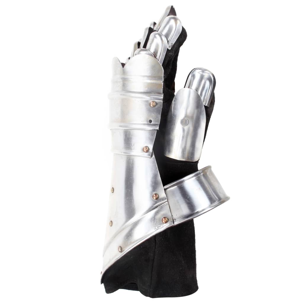 Mănuși cavaler medieval, joc de rol, argintiu, oțel - Lando