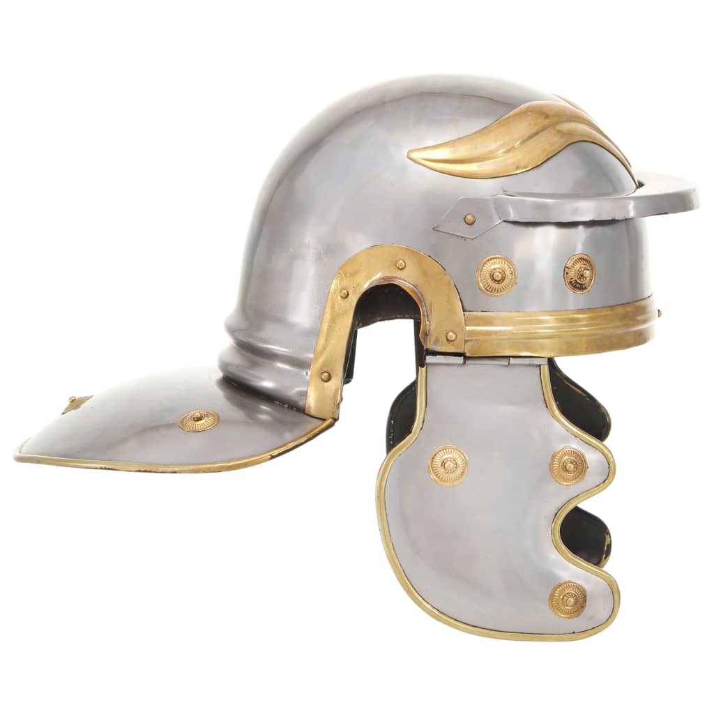 Coif soldat roman aspect antic, jocuri roluri, argintiu, oțel - Lando