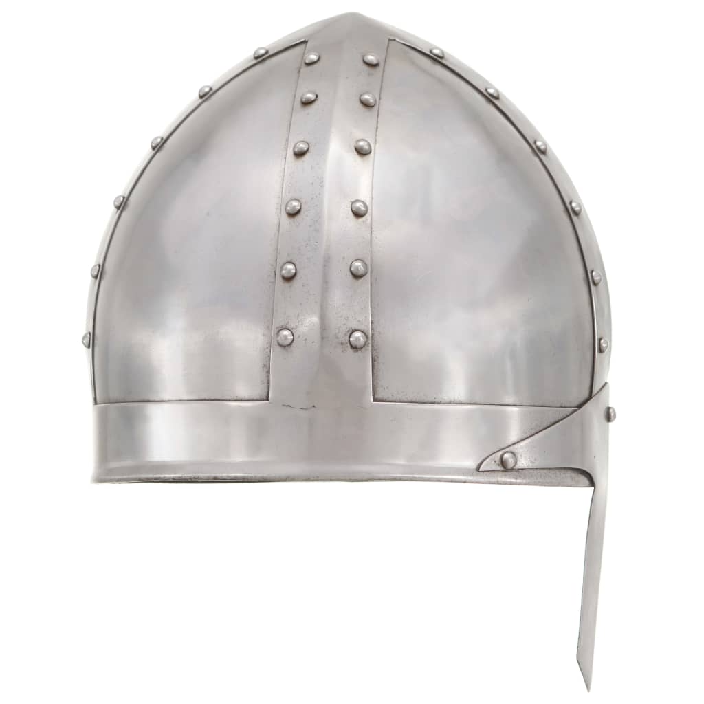 Coif cavaler medieval antic, jocuri de rol, argintiu, oțel - Lando