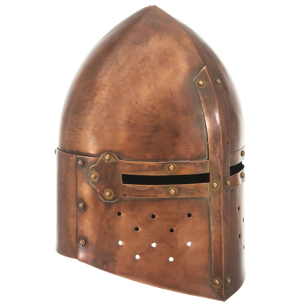 Coif cavaler medieval antichizat, jocuri roluri, arămiu, oțel - Lando