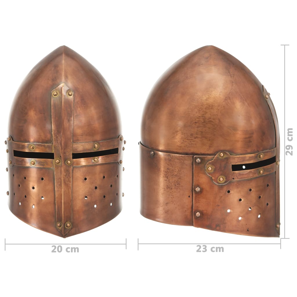 Coif cavaler medieval antichizat, jocuri roluri, arămiu, oțel - Lando