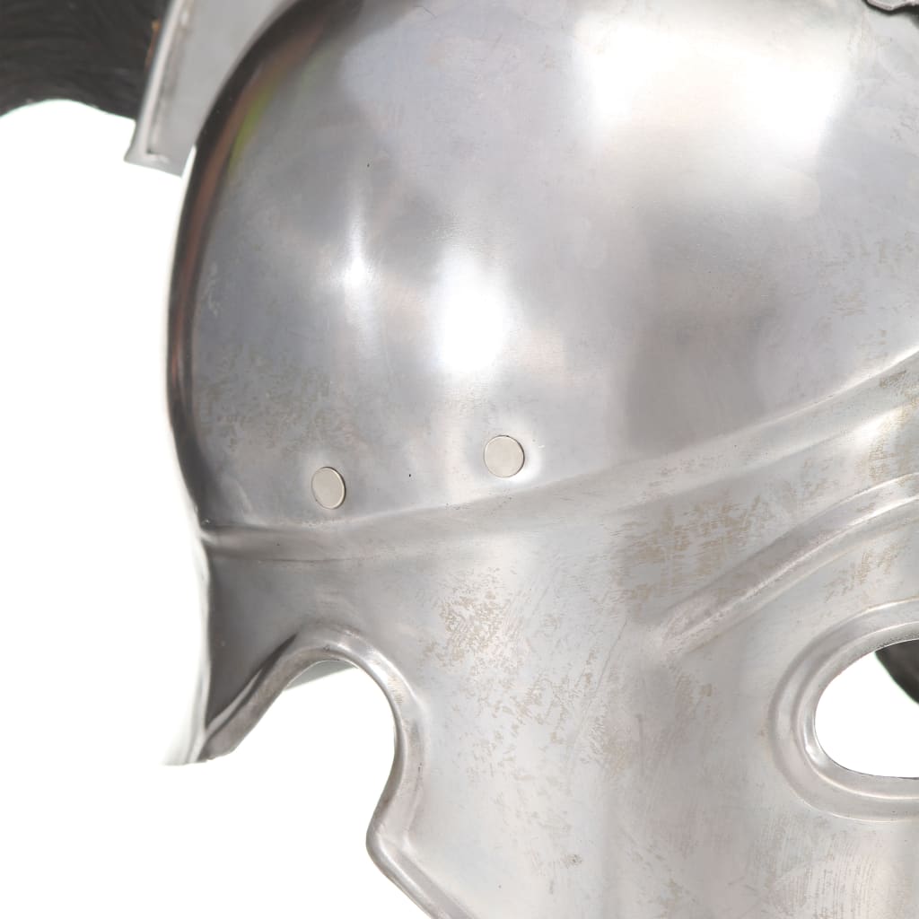 Coif războinic grec, aspect antic, joc de rol, argintiu, oțel - Lando
