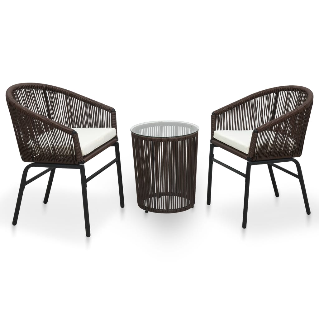 Set mobilier de bistro cu perne, 3 piese, maro, ratan PE Lando - Lando