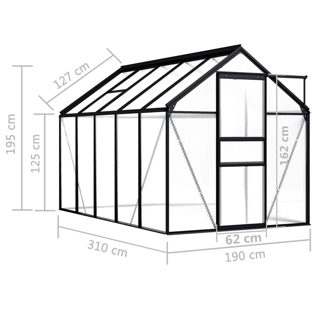 Seră, antracit, 5,89 m², aluminiu Lando - Lando