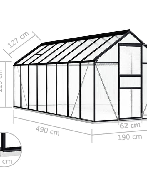 Încărcați imaginea în vizualizatorul Galerie, Seră cu un cadru de bază, antracit, 9,31 m², aluminiu Lando - Lando
