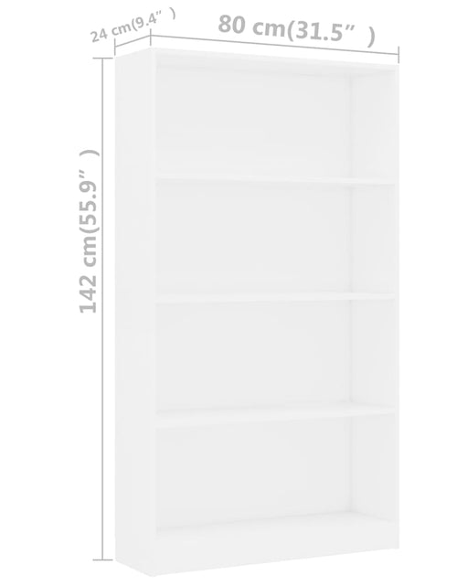 Încărcați imaginea în vizualizatorul Galerie, Bibliotecă cu 4 rafturi, alb, 80x24x142 cm, PAL Lando - Lando
