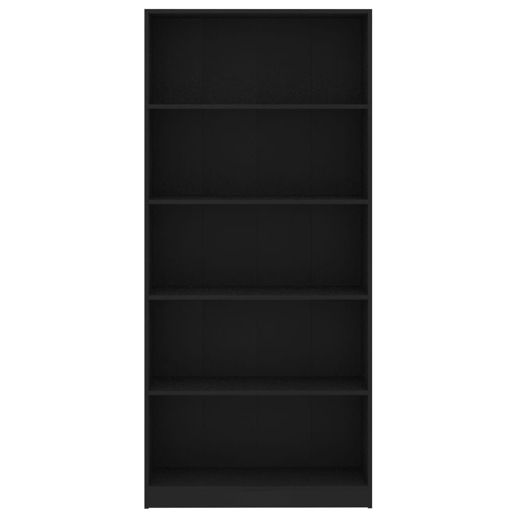 Bibliotecă cu 5 rafturi, negru, 80x24x175 cm, PAL Lando - Lando