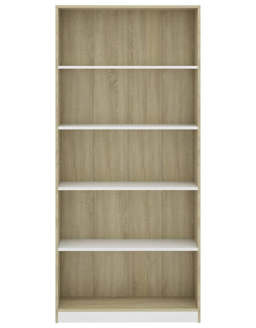Încărcați imaginea în vizualizatorul Galerie, Bibliotecă cu 5 rafturi, alb &amp; stejar sonoma, 80x24x175 cm, PAL - Lando
