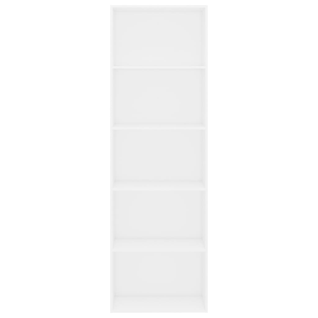 Bibliotecă cu 5 rafturi, alb, 60x30x189 cm, PAL - Lando